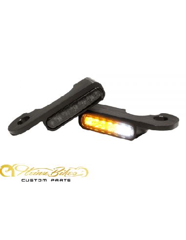 Black approved front/LED position arrows Heinz Bikes under Softail 18-20 controls