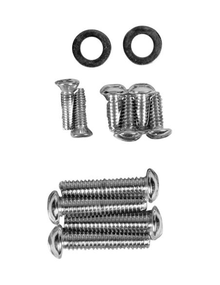 Kit of chromed handlebar control screws for FX,FL,FXR, Dyna, Softail, Touring and Sportster from 1982 to 1995