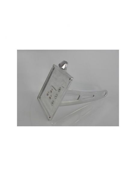 Universal side license plate holder in polished aluminium with approved LED license plate light