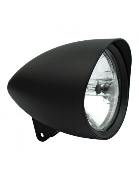 Front headlight 7'' Smoothie homologated black with Visor Round