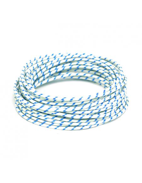 White-blue fabric electric cable