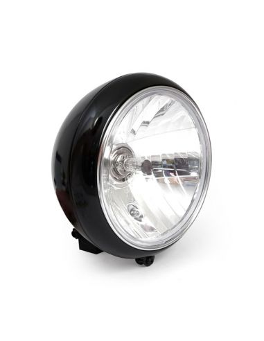 Front headlight 7" replica Fat Boy and Heritage smooth black HOMOLOGATED prism lens