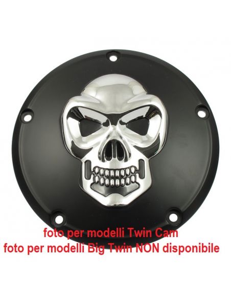 Clutch cover derby cover black with skull cromo for FXR, Dyna, Softail and Touring from 1970 to 1998 ref OEM 25390-84T or 25392-