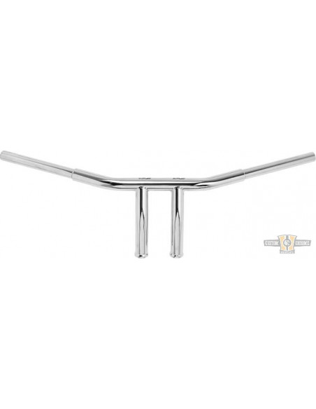 Handlebar T Bar 1" high 7,25" Wide 77cm Chrome, with dimples, pre-drilled,