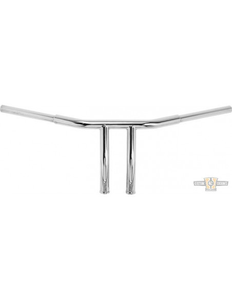 Handlebar T Bar 1" high 9" Wide 77cm Chrome, with dimples, pre-drilled,