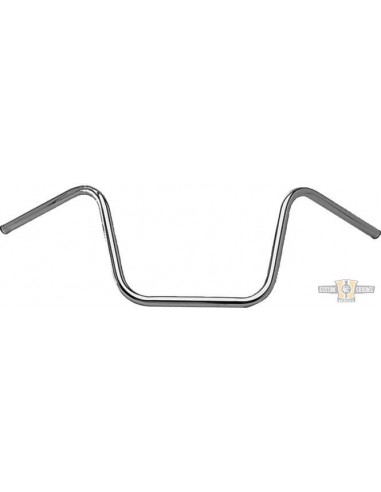 Handlebar Ape Hanger 1" high 12" Chrome without dimples, pre-drilled