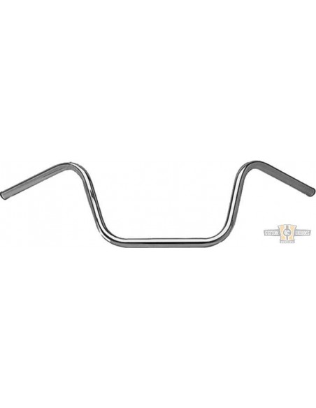 Handlebar Ape Hanger 1" high 10" Chrome without dimples, pre-drilled