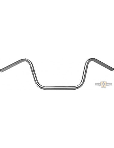 Handlebar Ape Hanger 1" high 10" Chrome without dimples, pre-drilled