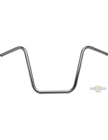 Handlebar Ape Hanger 1" high 16" Chrome without dimples, pre-drilled