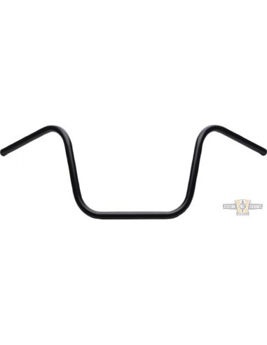 Handlebar Ape Hanger 1" high 12" black without dimples, pre-drilled