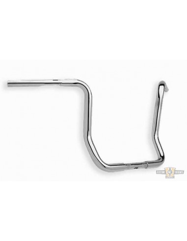 Handlebar Ape Hanger 1-1/4" high 13" FLHT Chrome Fat Bar without dimples, pre-drilled
