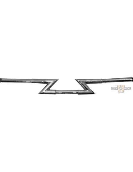 Handlebar Z Bar 1-1/4" Wide 86cm Chrome, with dimples, pre-drilled,
