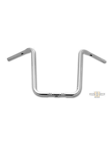 Handlebar Ape Hanger 1-1/4" high 14" Chrome without dimples, for Electronic Accelerator, pre-drilled