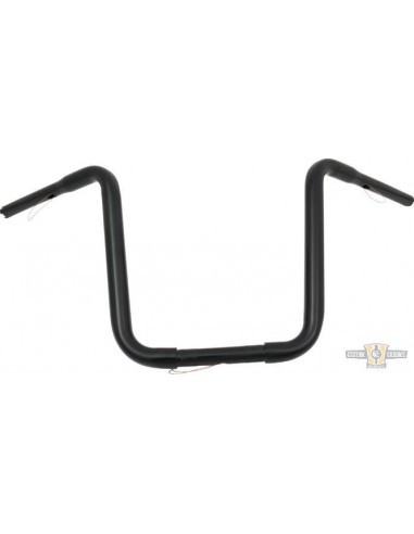 Handlebar Ape Hanger 1-1/4" high 14" black without dimples, for Electronic Accelerator, pre-drilled