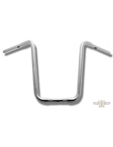 Handlebar Ape Hanger 1-1/4" high 17" Chrome without dimples, for Electronic Accelerator, pre-drilled