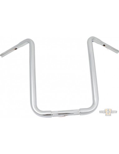 Handlebar Ape Hanger 1-1/4" high 19" Chrome without dimples, for Electronic Accelerator, pre-drilled