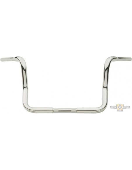 Handlebar Ape Hanger 1-1/4" high 14" FLHT Chrome Dresser without dimples, for Electronic Accelerator, pre-drilled