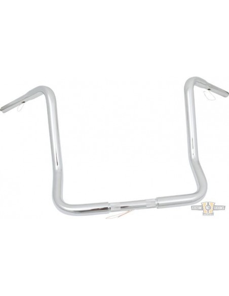 Handlebar Ape Hanger 1-1/4" high 17" FLHT Chrome Dresser without dimples, for Electronic Accelerator, pre-drilled
