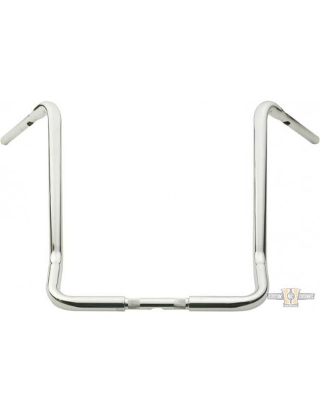 Handlebar Ape Hanger 1-1/4" high 19" FLHT Chrome Dresser without dimples, for Electronic Accelerator, pre-drilled