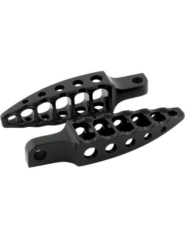 Glossy black RSD Motorcycle pedals with straight male adapter