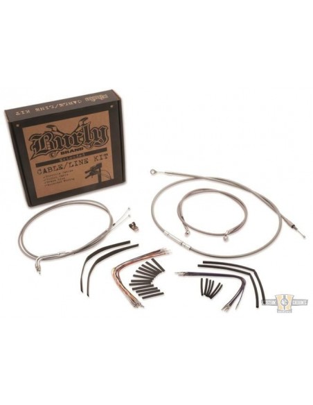 Softail cable kit for 14'' (36cm) high handlebar in stainless steel braid NO ABS