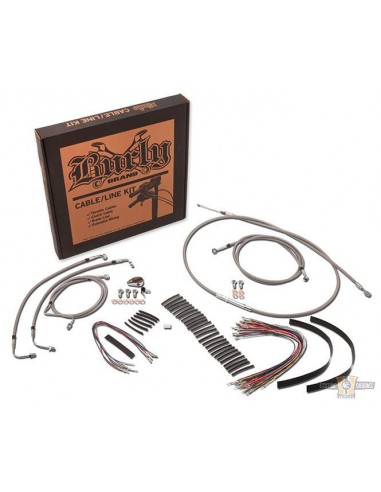 Dyna cable kit for high handlebar 16'' (41cm) in stainless steel braid NO ABS