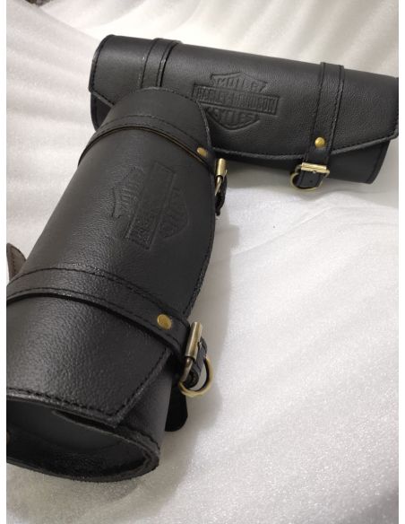 Black leather tool holder measures 25 x 11 cm