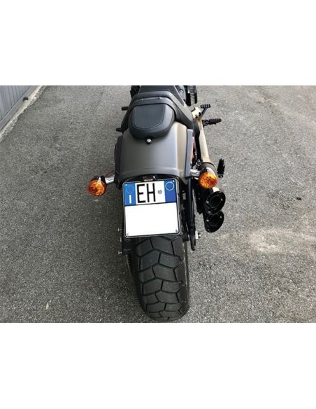Black rear license plate holder with license plate light for Softail Fat Bob from 2018 to 2020