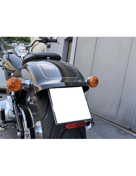 Black rear license plate holder with license plate light for Softail Fat Boy from 2018 to 2020