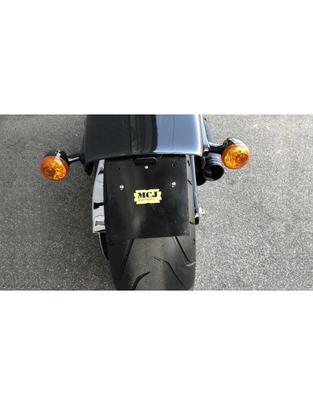 Black rear license plate holder with license plate light for Softail Breakout from 2018 to 2020