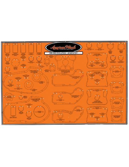 Display panel for Sportster engine gaskets and oil seals from 1986 to 2003