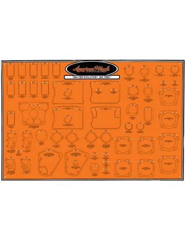 Display panel for engine gaskets and oil seals FXR, Dyna, Softail and Touring from 1984 to 1999