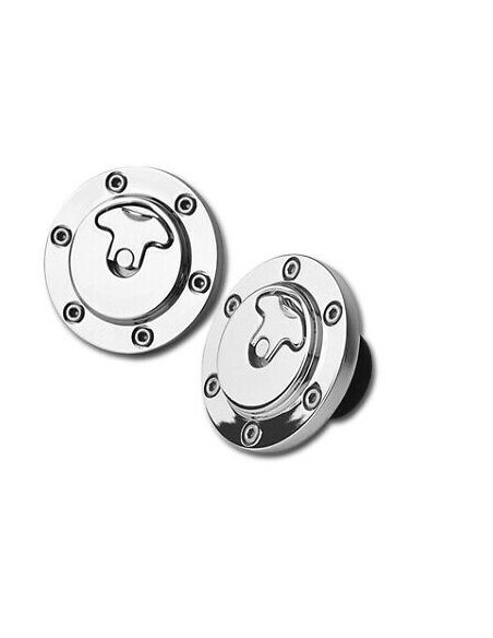 Bolted aeronautical petrol caps - without lock - chrome - sold in pairs