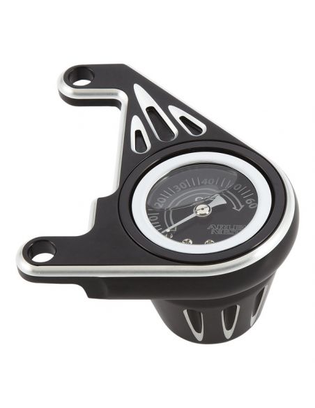 Ness Deep Cut oil pressure gauge kit black with bracket For Dyna, Softail and Touring from 2000 to 2017