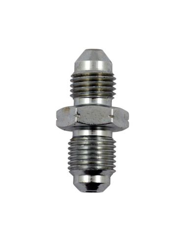 Chrome adapter fitting from M10-1.00 male to 3/8 -24 AN-3 male