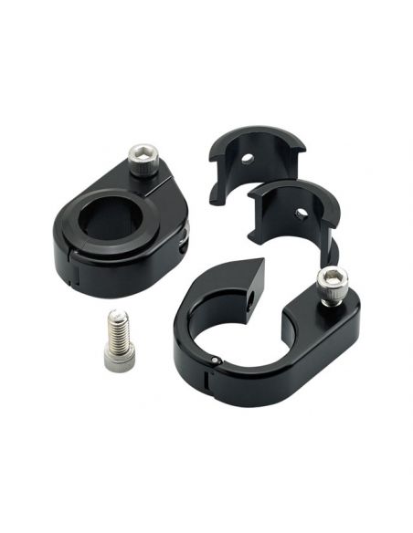 Black straight support for km counter or rpm counter with 1" and 1-1/4" Tbar handlebars