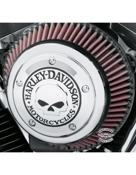 Coperchio filtro aria Skull Harley Davidson cromato per Big Sucker Stage 1 e Screamin Eagle rif OEM 29417-04