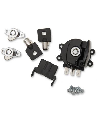 Ignition key lock and black bags for Road King from 1999 to 2013 ref OEM 71313-96A and 53710-93