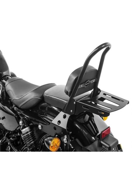 Quick release backrest with black luggage rack for Sportster from 2004 to 2020