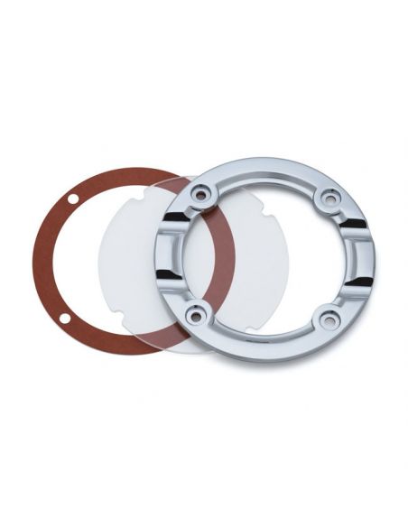 round Trapdoor grooved chrome and transparent insert for Hypercharger Kuryakyn filter