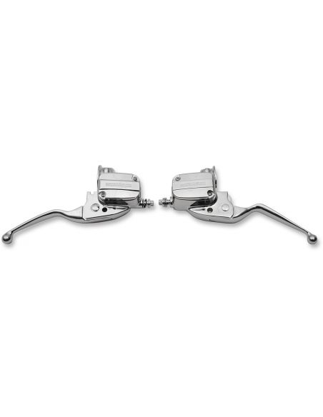 Chrome handlebar control kit for double disc and hydraulic clutch for Touring FLHT and FLHX from 2014 to 2016