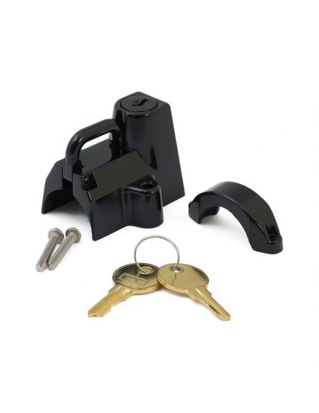 Black helmet padlock for frame or handlebar tubes with diameter from 7/8'' to 1-1/4''