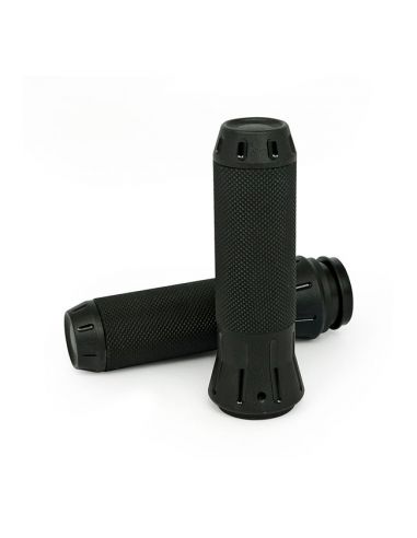 Black and black billet cobra knobs for 1" handlebars