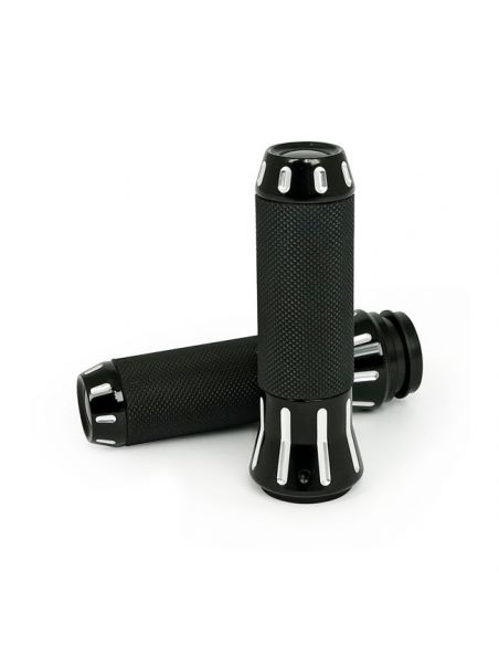 Contrast black and black billet cobra knobs for 1" handlebars