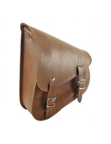 Side bag in genuine brown smooth leather
