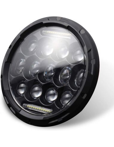 7" black LED dish low beam and high beam light