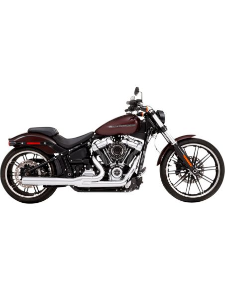 Chromed 2-in-1 Rinehart exhaust with chrome end cap for Softail FLDE, FLSL, FXBB, FXLR and FXFB from 2018 to 2021