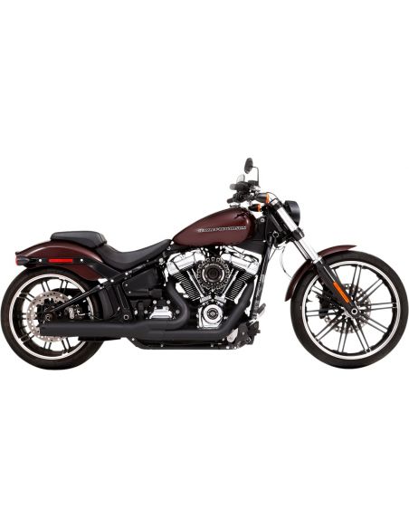 Chrome 2-in-1 Rinehart exhaust with black end cap for Softail FLDE, FLSL, FXBB, FXLR and FXFB from 2018 to 2021