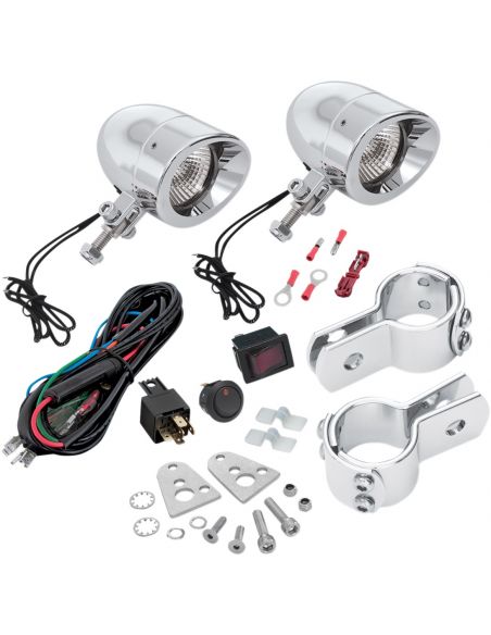 Additional mini LED headlight kit Show Crome for 1-1/4" (32 mm) engine guard