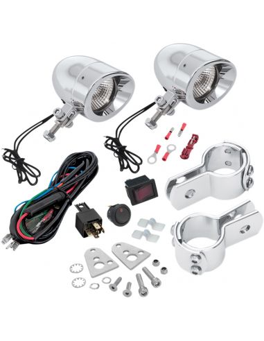 Additional mini LED headlight kit Show Crome for 1-1/4" (32 mm) engine guard